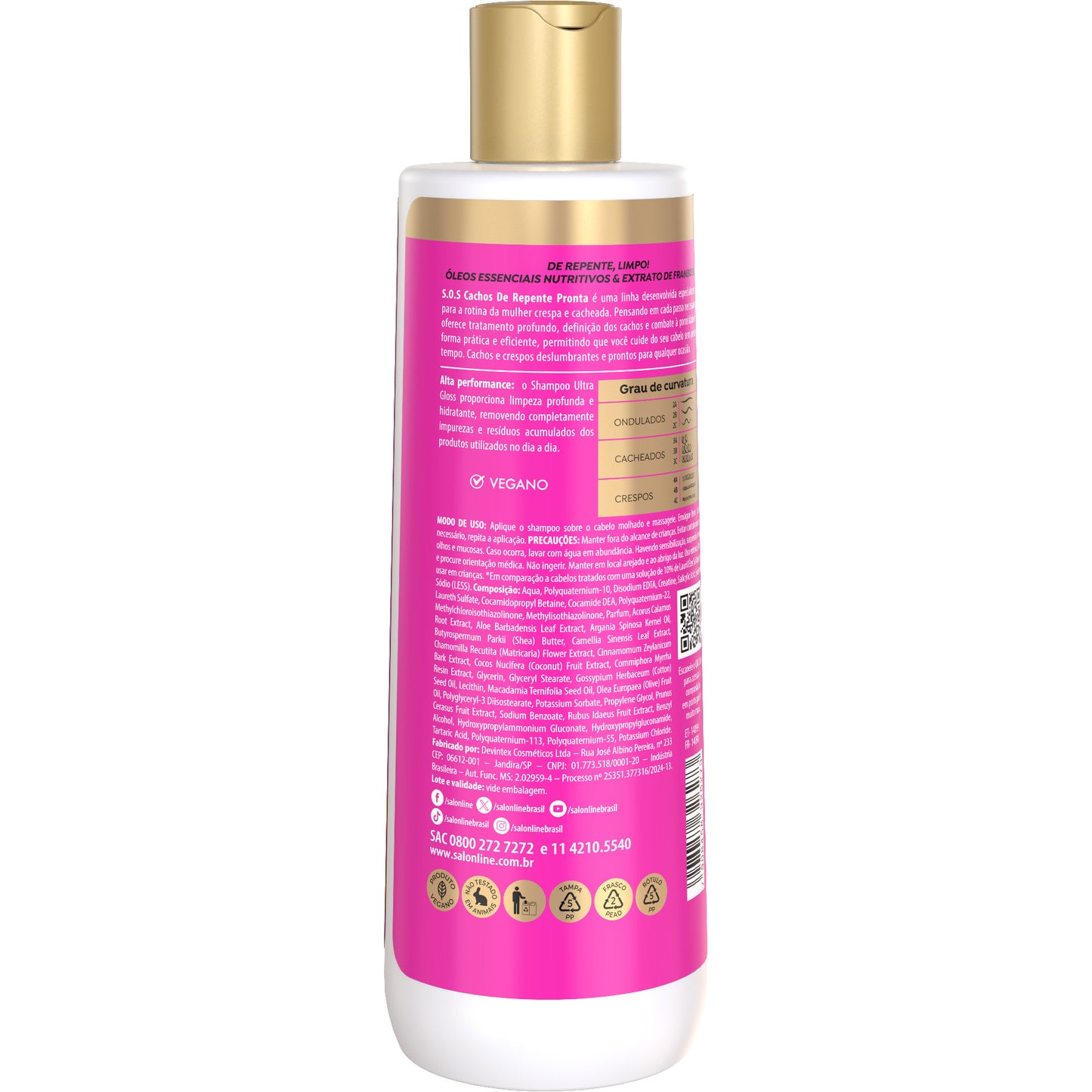 SALON LINE - S.O.S Curls Ready-to-Go Ultra Gloss Shampoo 500ml